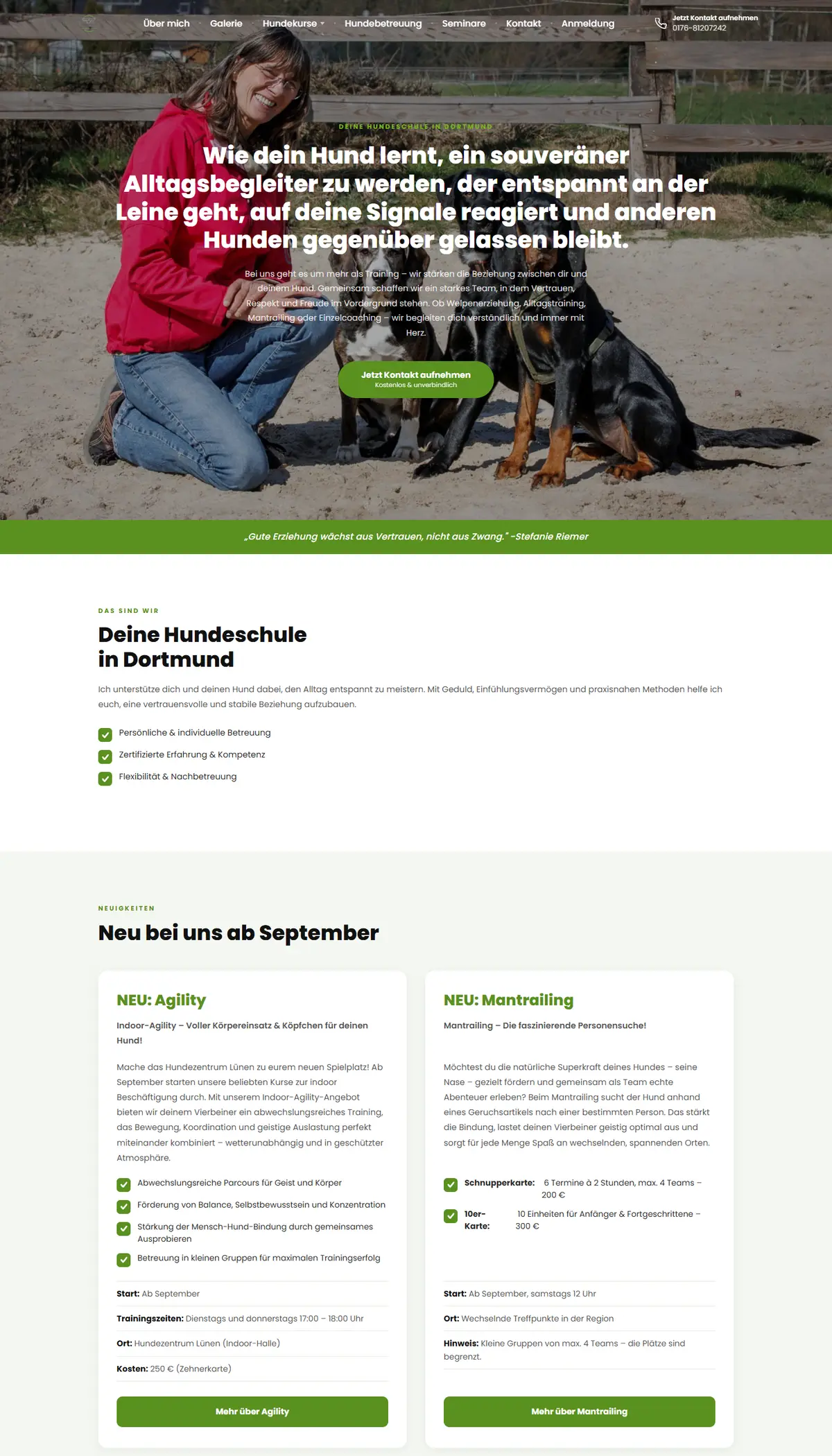 Layout-Beispiel Desktop: Hundeschule in Dortmund