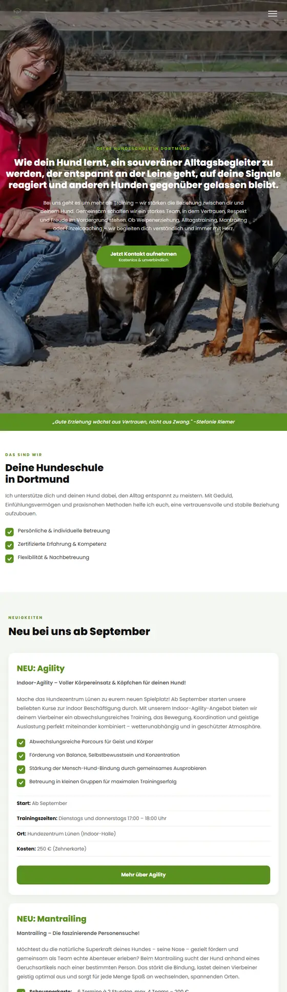 Layout-Beispiel Tablet: Hundeschule in Dortmund