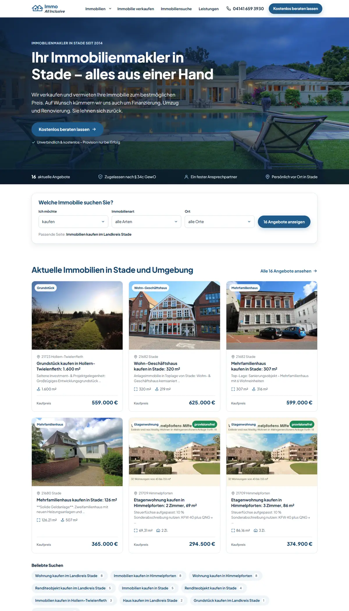 Layout-Beispiel Desktop: Immobilienmakler