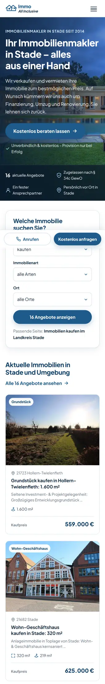 Layout-Beispiel Handy: Immobilienmakler